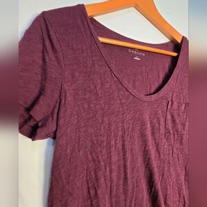 Caslon Scoop Neck Lightweight Basic Tee Burgundy Medium
